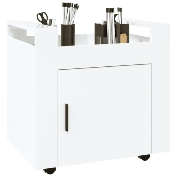 vidaXL Tralle til skrivebord høyglans hvit 60x45x60 cm konstruert tre