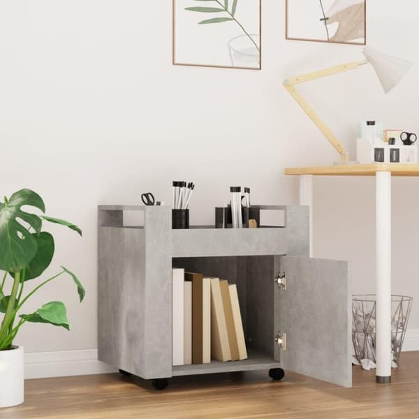 vidaXL Skrivbordsvagn betonggrå 60x45x60 cm konstruerat trä