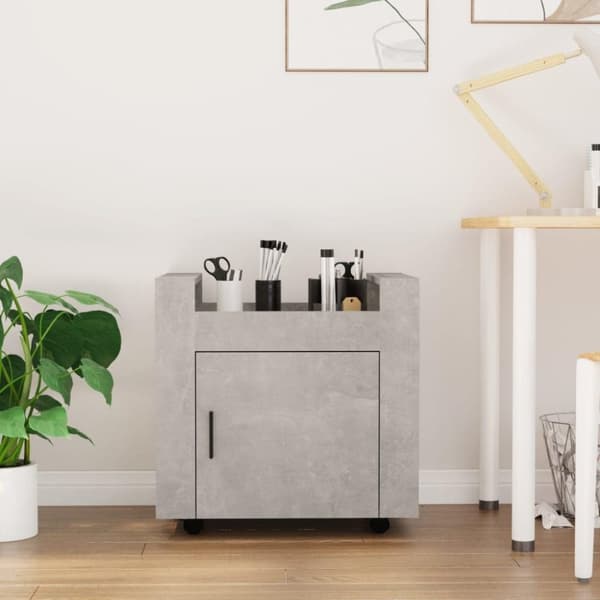 vidaXL Skrivbordsvagn betonggrå 60x45x60 cm konstruerat trä