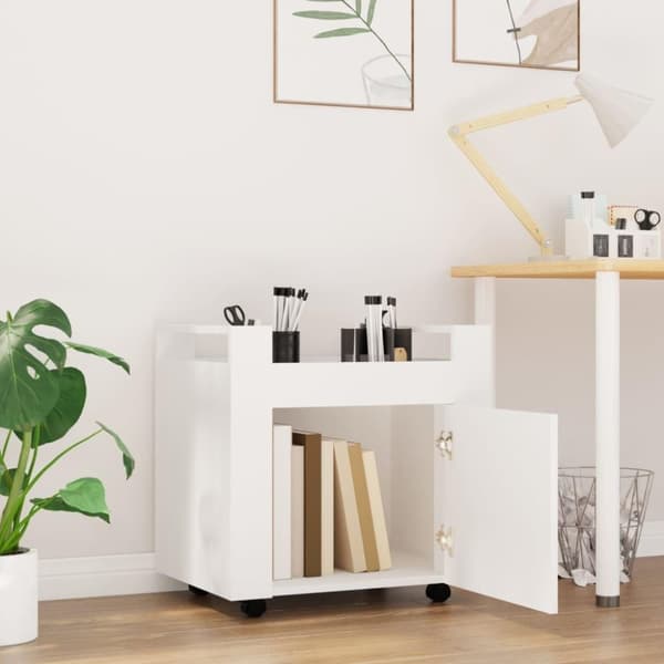vidaXL kontorvogn 60x45x60 cm konstrueret træ hvid