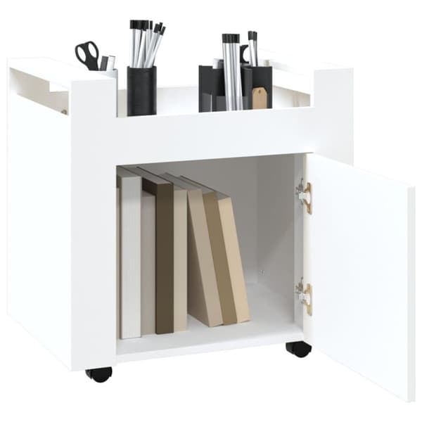 vidaXL kontorvogn 60x45x60 cm konstrueret træ hvid