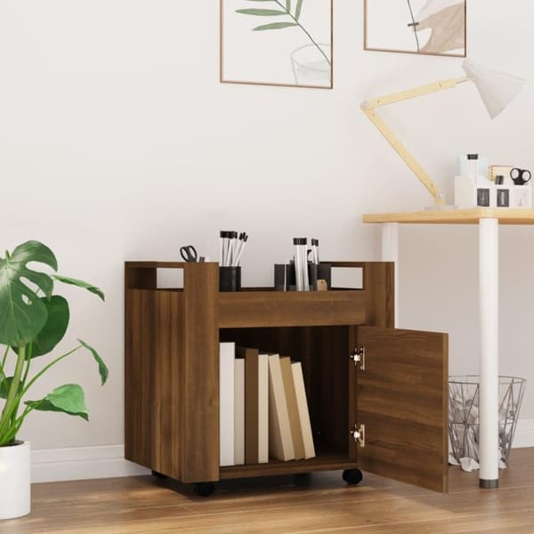 vidaXL Skrivbordsvagn brun ek 60x45x60 cm konstruerat trä