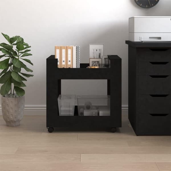vidaXL Tralle til skrivebord svart 60x45x60 cm konstruert tre