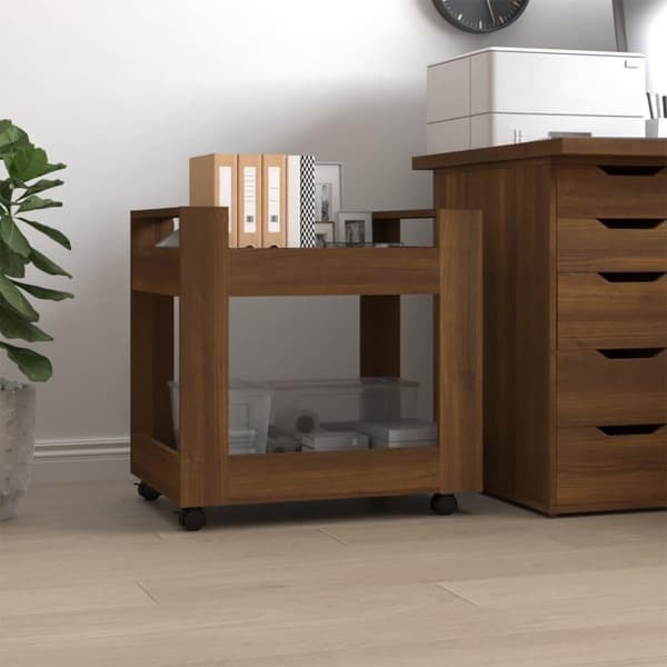 vidaXL kontorvogn 60x45x60 cm konstrueret træ brun egetræsfarve