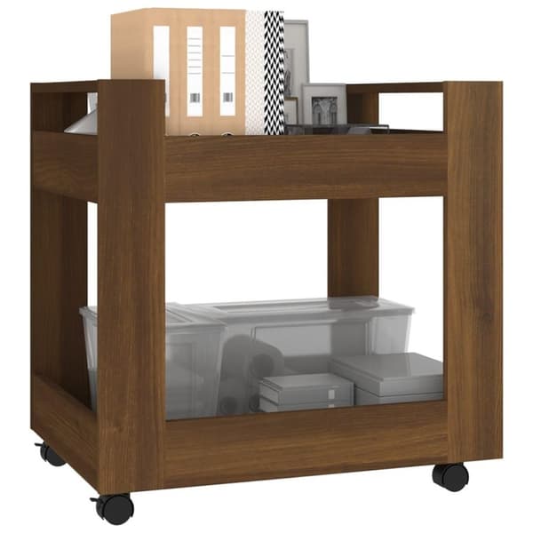 vidaXL Skrivbordsvagn brun ek 60x45x60 cm konstruerat trä