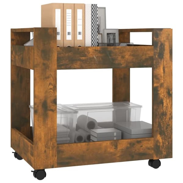 vidaXL Skrivbordsvagn rökfärgad ek 60x45x60 cm konstruerat trä -  Rullbord