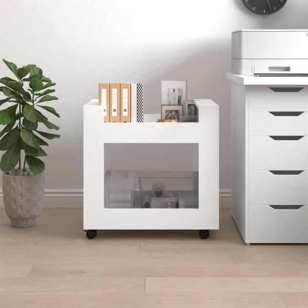 vidaXL kontorvogn 60x45x60 cm konstrueret træ hvid -  Vogne
