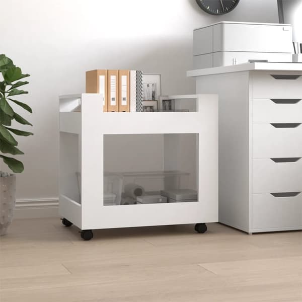 vidaXL kontorvogn 60x45x60 cm konstrueret træ hvid -  Vogne