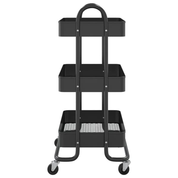 vidaXL Rullvagn 3 våningar svart 43x34x79 cm stål -  Rullbord