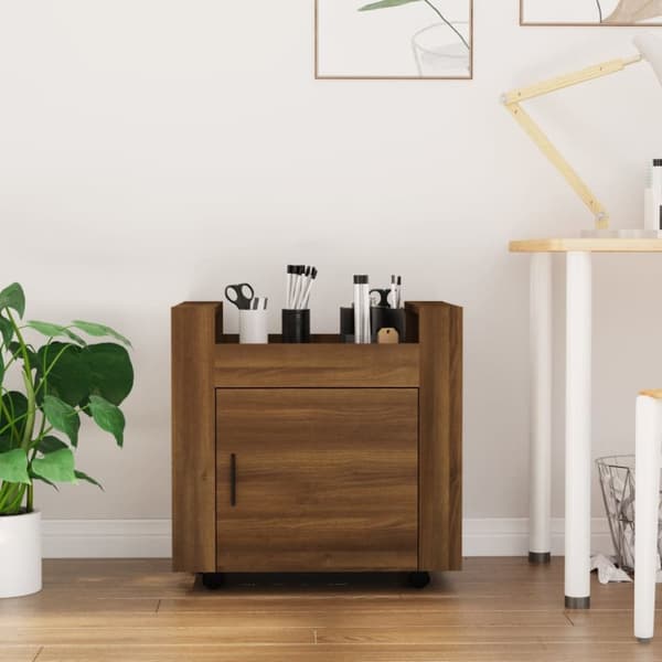 vidaXL kontorvogn 60x45x60 cm konstrueret træ brun egetræsfarve -  Vogne