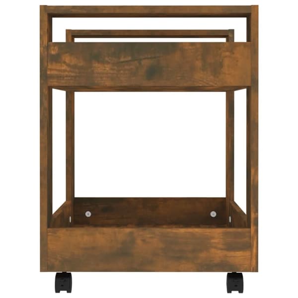 The Living Store Työpöytävaunu savutammi 60x45x60 cm tekninen puu -  Kärryt