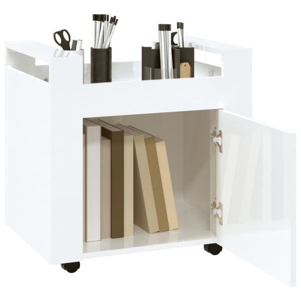 The Living Store kontorvogn 60x45x60 cm konstrueret træ hvid højglans -  Vogne