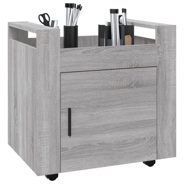 The Living Store Työpöytävaunu harmaa Sonoma 60x45x60 cm tekninen puu -  Kärryt