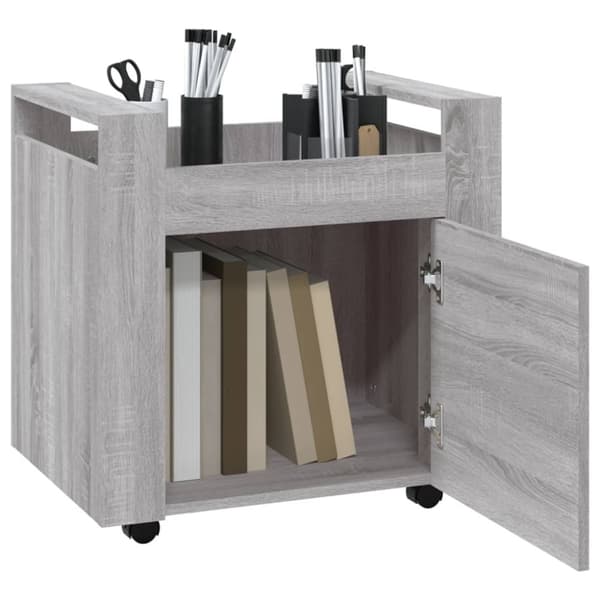 The Living Store Työpöytävaunu harmaa Sonoma 60x45x60 cm tekninen puu -  Kärryt