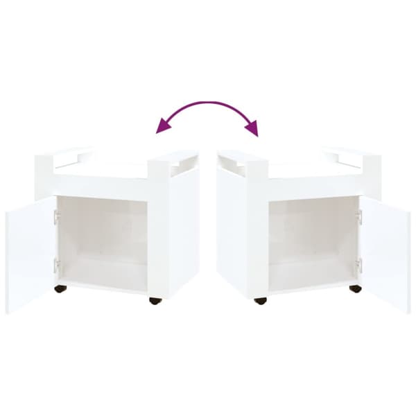 Rullbord - Living Skrivbordsvagn högglans vit 60x45x60 cm konstruerat trä