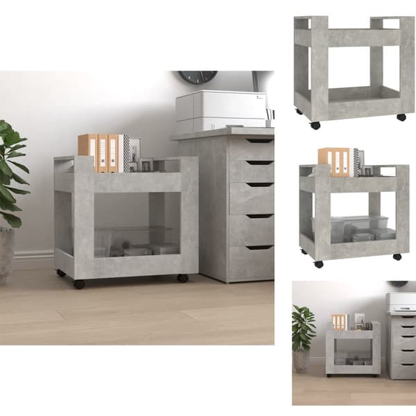 Kärryt - Living Työpöytävaunu betoninharmaa 60x45x60 cm tekninen puu