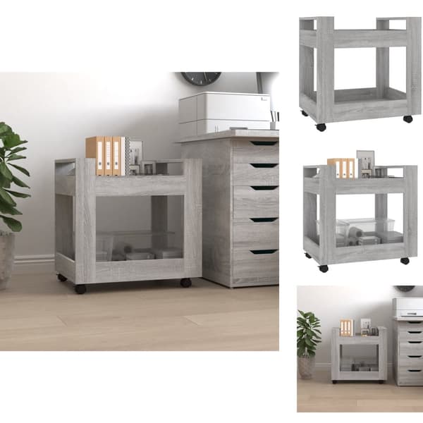 Vogne - Living kontorvogn 60x45x60 cm konstrueret træ grå sonoma-eg