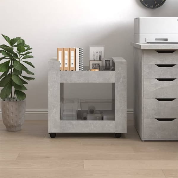 Skrivbordsvagn betonggrå 60x45x60 cm konstruerat trä - Skrivbordsvagn - Skrivbordsvagnar - Home & Living