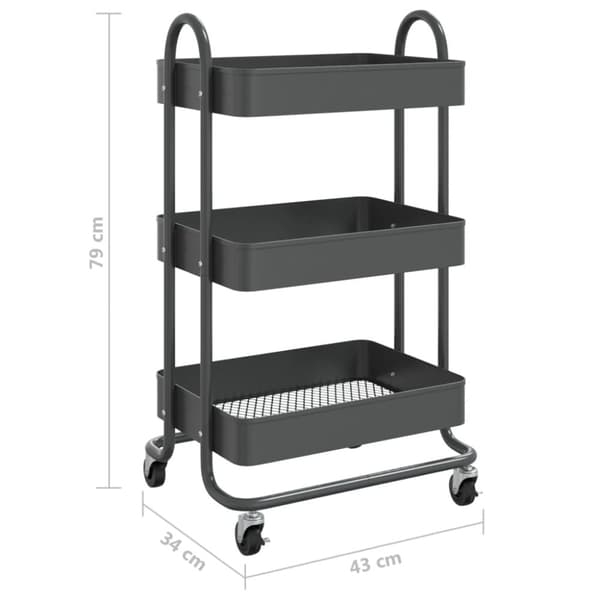 Rullvagn 3 våningar antracit 43x34x79 cm stål - Vagn - Rullvagn - Home & Living