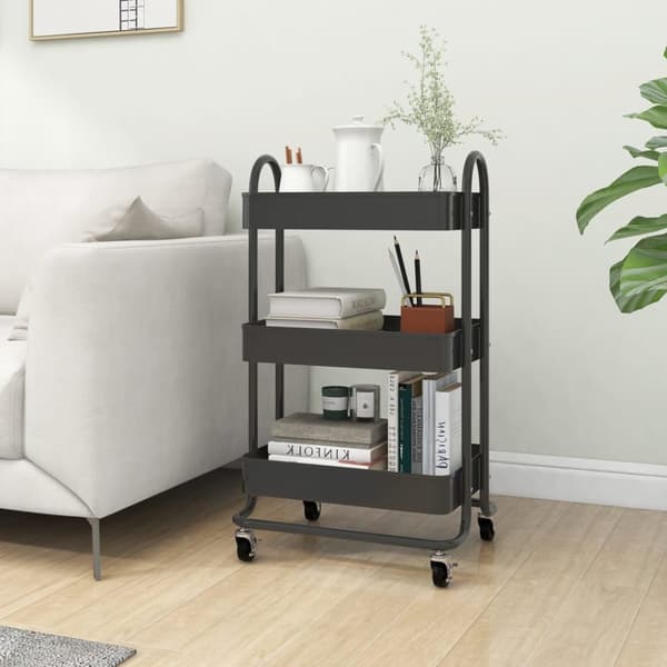 Rullvagn 3 våningar antracit 43x34x79 cm stål - Vagn - Rullvagn - Home & Living