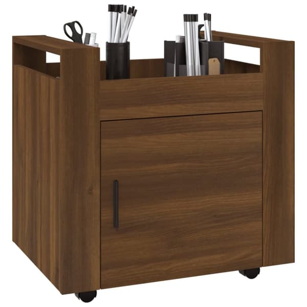 Kontorvogn 60x45x60 cm konstrueret træ brun egetræsfarve - Skrivebordsvogn - Skrivebordsvogne - Home & Living