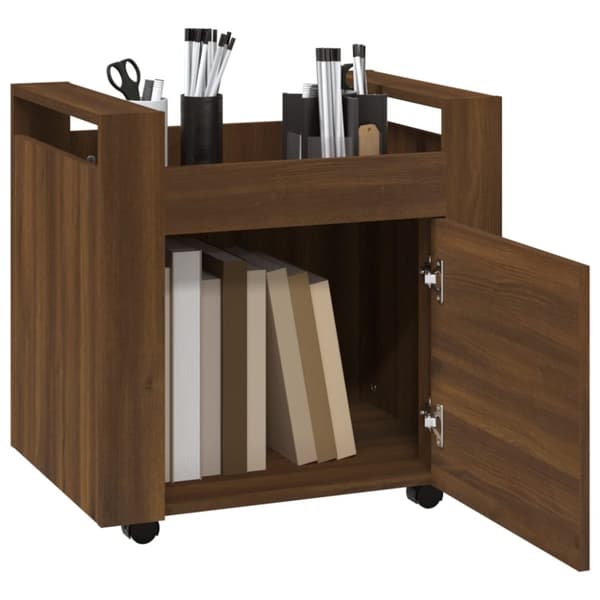 Kontorvogn 60x45x60 cm konstrueret træ brun egetræsfarve - Skrivebordsvogn - Skrivebordsvogne - Home & Living