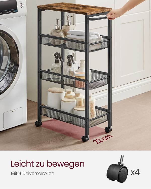 Trolley-4 Levels-On Wheels-Vintage Brown-Svart handtag
