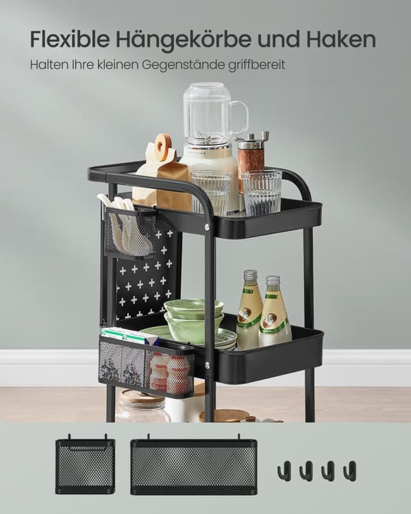Trolley, køkkenvogn blæk -sort