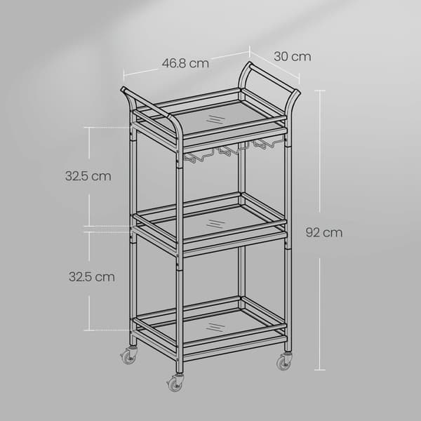 Serverar vagn - 3 nivåer - med hjul
