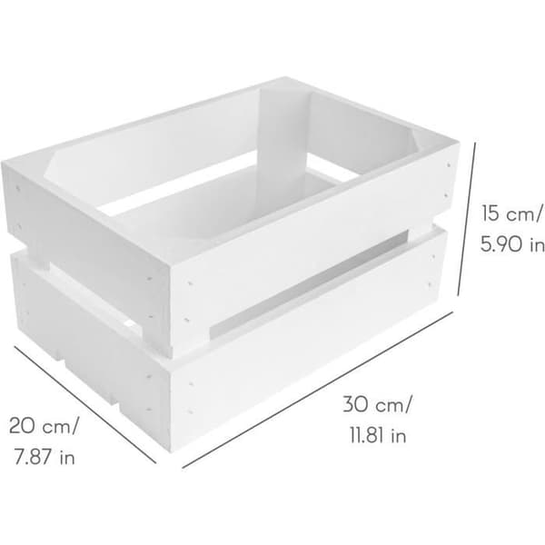 Creative Deco Set med 3 vita trälådor | 30 x 20 x 15 cm | Förvaringslåda i trä | Vintage trälåda | Trälåda
