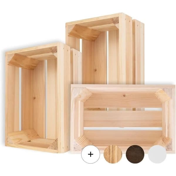 Creative Deco Set med 3 naturliga trälådor | 30 x 20 x 15 cm | Förvaringslåda i trä | Vintage trälåda | Trälåda