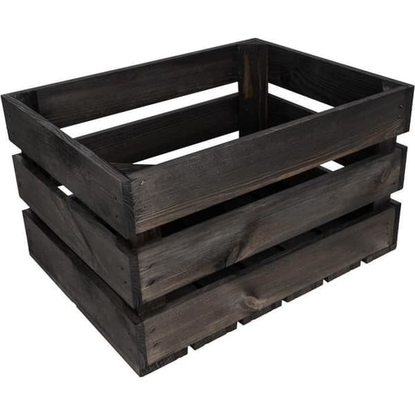 Svart trälåda - Creative Deco - 40 x 30 x 23 cm - Träförvaring - Vintage - Trälåda
