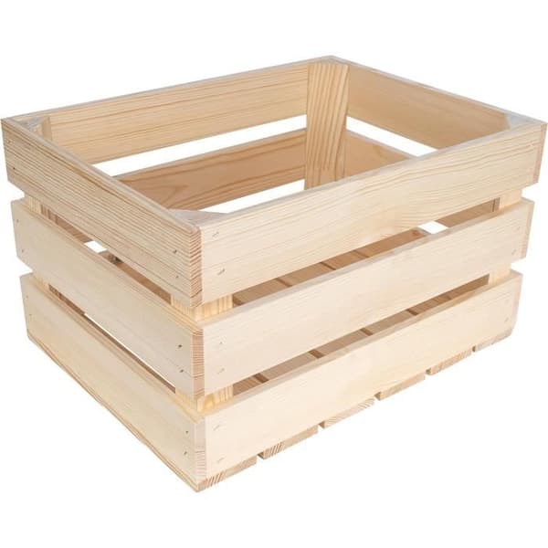 Naturlig trälåda - Creative Deco - 40 x 30 x 23 cm - Träförvaring - Vintage - Trälåda