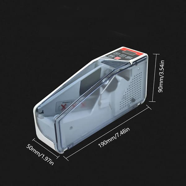 Högpresterande bärbar sedelräknare, 600 ark/minut, LED-display,VIT