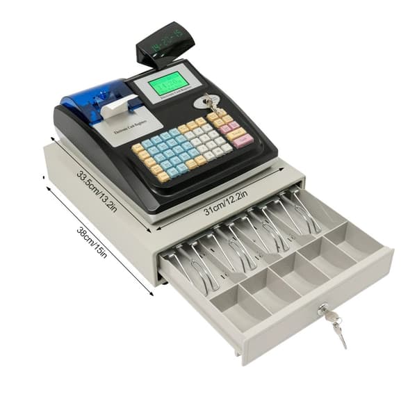 Elektronisk Kasseapparat, Dobbelt Skærm Display, Multi-Betalingssupport,Sort
