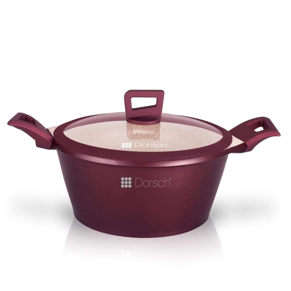 Dorsch kastrull med glaslock 24cm 4L rödbrun