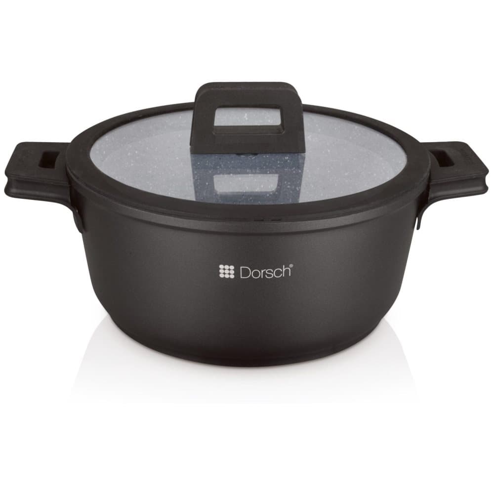 Dorsch kastrull med glaslock 18cm 1.8L svart