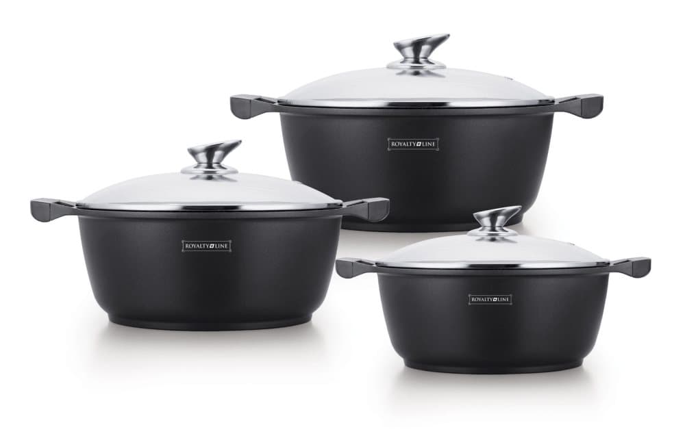 Royalty Line 6 delar kastrull set med glaslock 20/24/28cm