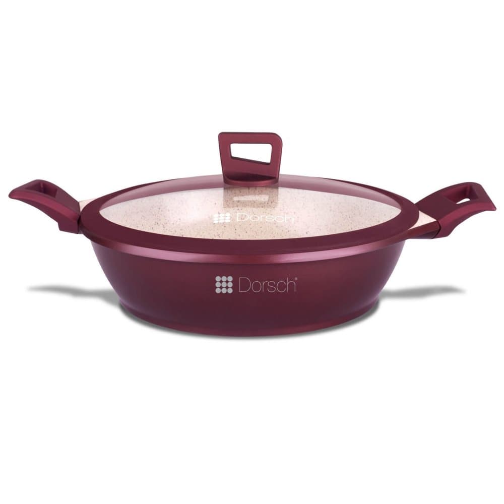 Dorsch gryta med glaslock 28cm 4L rödbrun