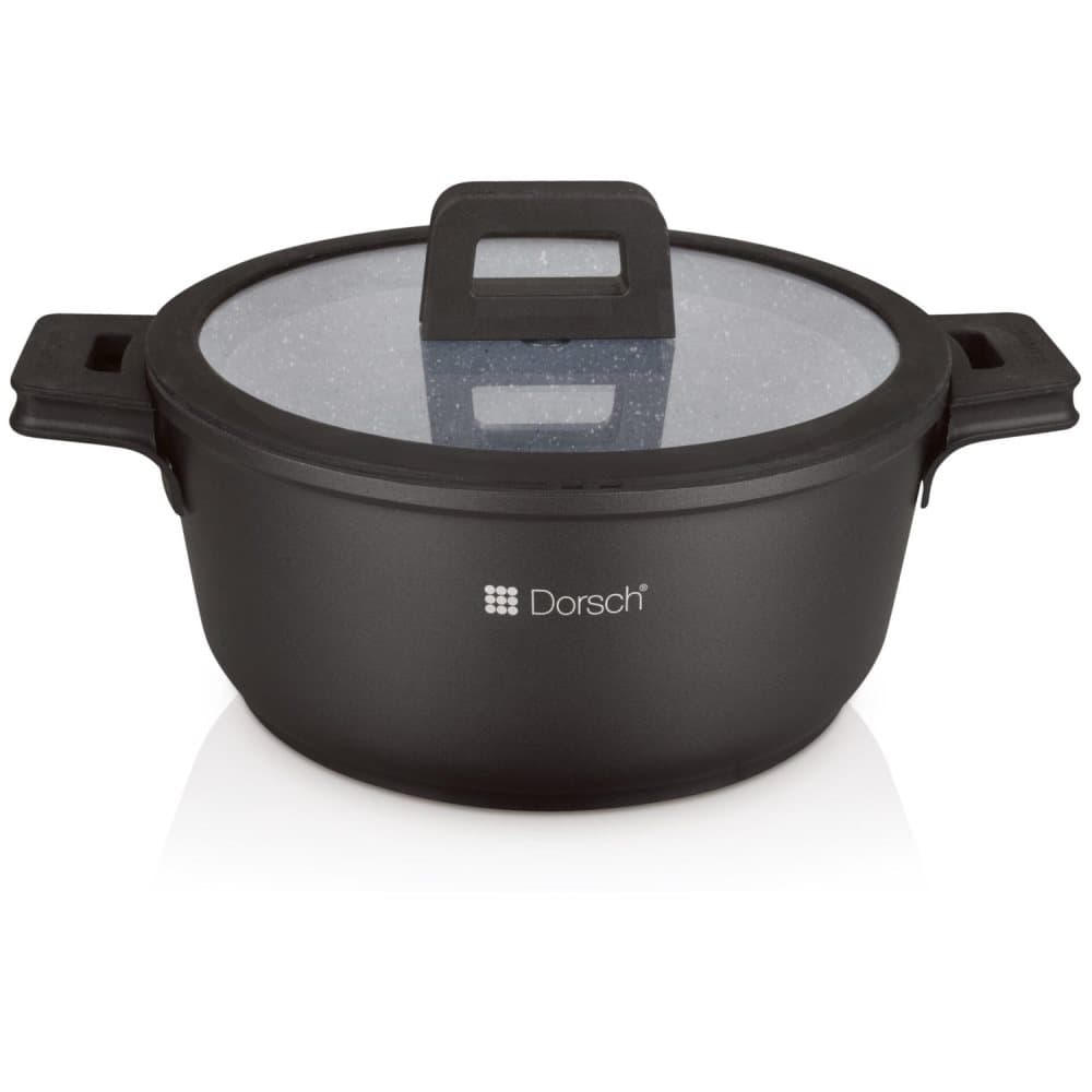 Dorsch kastrull med glaslock 28cm 6.2L svart