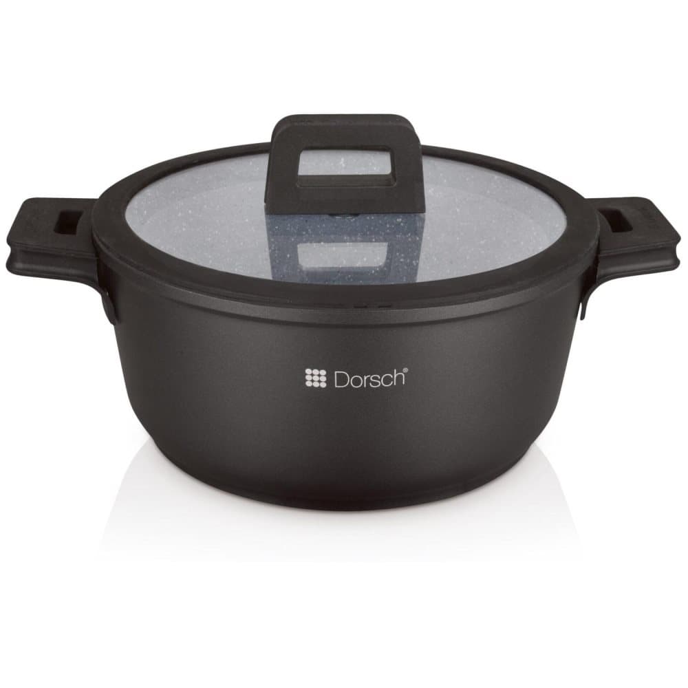 Dorsch kastrull med glaslock 24cm 4.2L svart