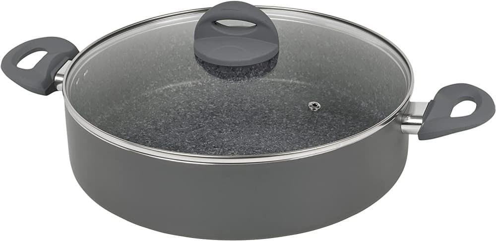 Homiu grytskål med lock Grundt non-stick härdat glas