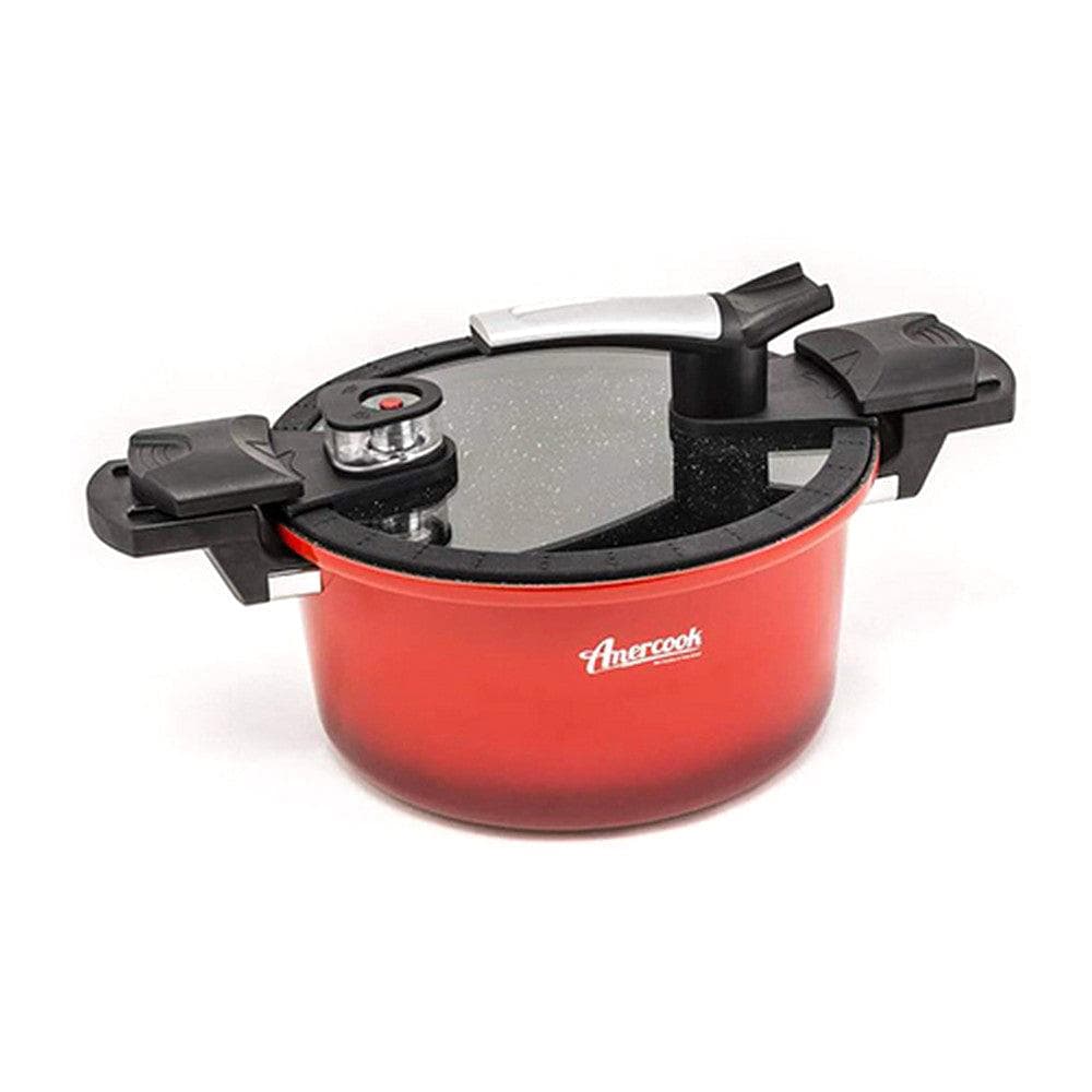 Pot with Glass Lid Amercook Red 5 L