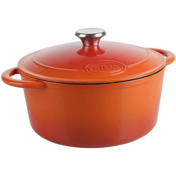 SITRAM Cocotte TRADIFONTE - 712573 - 5L Vit och orange rund emaljerad gjutjärn - Alla värmekällor inklusive induktion