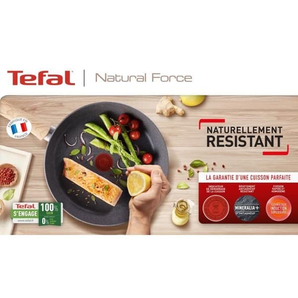 TEFAL G2662802 NATURAL FORCE kastrull 16 cm/1,5 L, Mineralia+ non-stick beläggning, alla värmekällor inklusive induktion