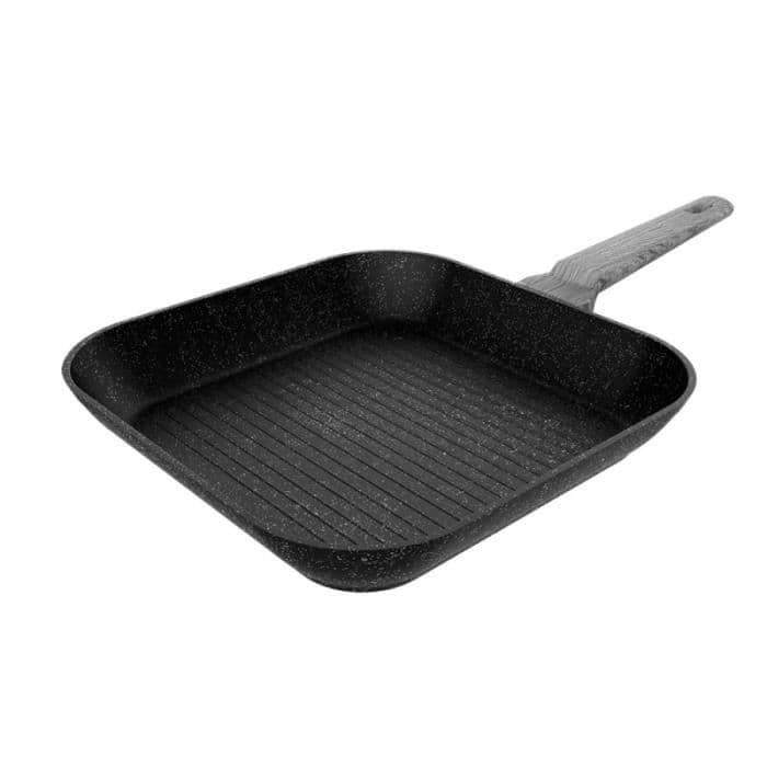 Grill med 28 cm i diameter. Tillverkad av högkvalitativ, varpbeständig smidd aluminium. Tack vare Teflon®-beläggningen a