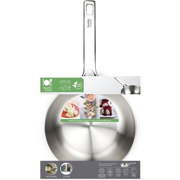 HALTHY & SMY HT1002 Rostfri kastrull - Diameter 20 cm - Lämplig för ugnar upp till 240°C