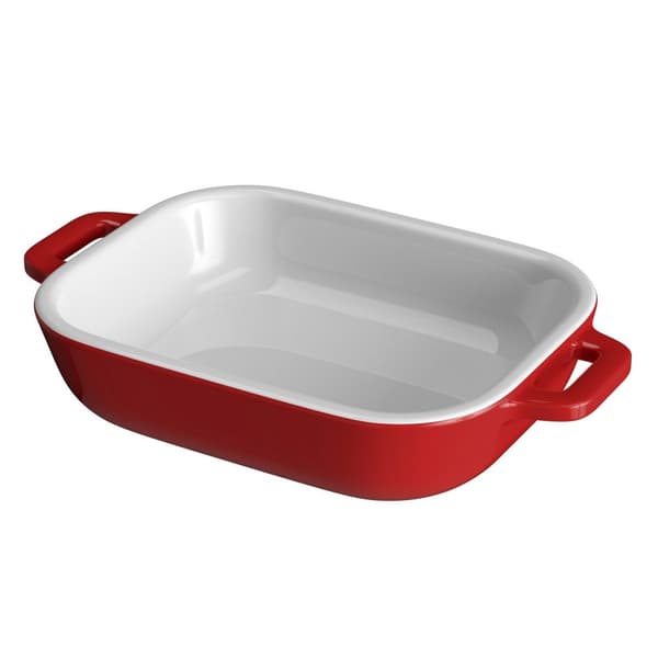 Multifunktionell porslinsgryta bakplåt med storleken 26 x 17 x 5 cm Tårtform Röd