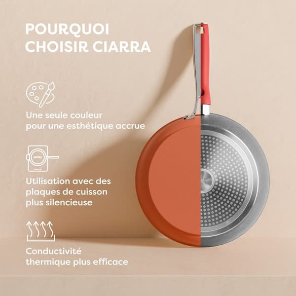 Ciarra Beyond Stekpanna 26cm Wok-kastrull Induktion Alla värmare Non-Stick-beläggning Orange