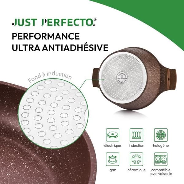 JUST PERFECTO Induktionskastrull 24 cm - Non-stick kastrull - Alla värmekällor inklusive induktion